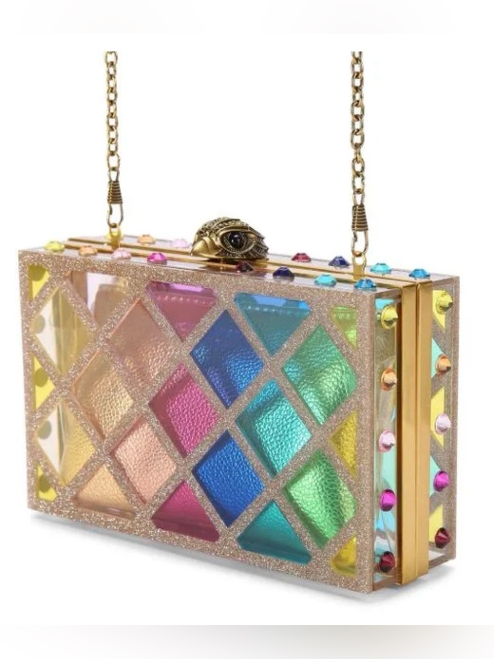 NWT KURT GEIGER LONDON  Crystal Quilt Box Clutch Bag